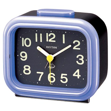 RHYTHM 日本麗聲時計 色彩繽紛居家鬧鐘  黑藍色