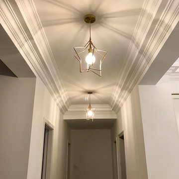 北歐星星黃銅餐廳過道走廊玄關三頭現代簡約床頭吧臺創意大氣燈具