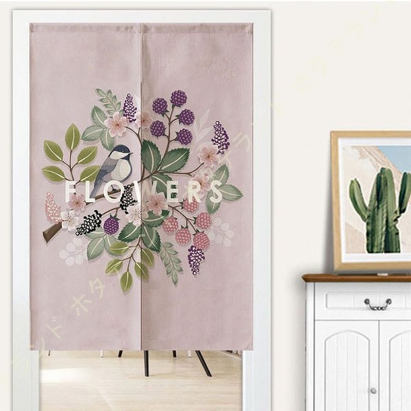 のれん 暖簾 可愛い 花柄 リーフ柄 カーテン 部屋仕切り 目隠し 半遮光 遮熱 リネン 突っ張り棒付き 短い丈 厚手 洗面所 台所用 玄関 開業祝い 誕生日 通販 Lineポイント最大get Lineショッピング