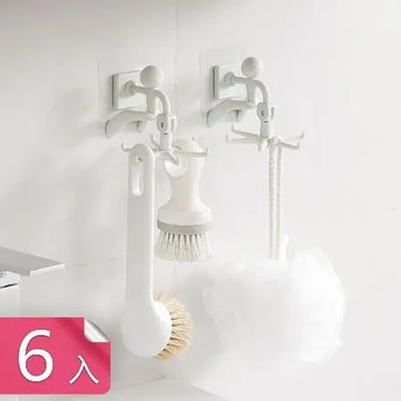 【茉家】360度旋轉小力士六爪掛勾-6入