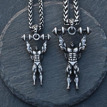 健身項鏈肌肉男鈦鋼吊墜潮男個性運動啞鈴復古ins嘻哈毛衣鏈街頭