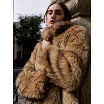 ANTIFORM背構 大翻領環保皮草夾克冬季新款厚款復古2024冬季新款