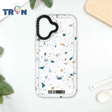 TRON iPhone 16 彩色幾何小磨石子A款 防摔太空載具殼 透白 軟硬 手機殼