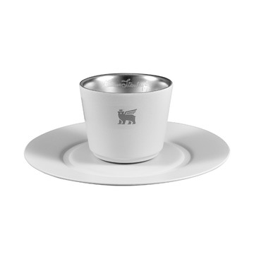 STANLEY 晨光時刻 雙層不鏽鋼濃縮咖啡杯盤組 - 晨霧白