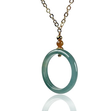 【求‧緣】冰種藍水翡翠平安環項鍊14K包金 | 天然翡翠A貨 | 送禮