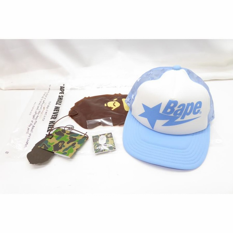 美品 アベイシングエイプ A BATHING APE BAPESTA STARメッシュ 水色 