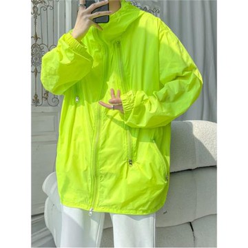 熒光綠冰絲防曬衣男款速干涼感透氣輕薄外套大碼海南三亞防曬服潮