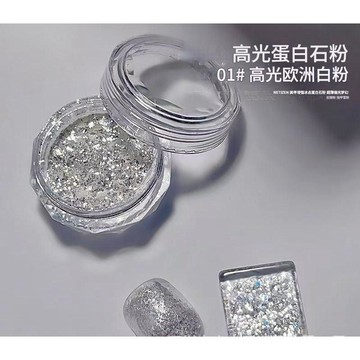 ✨隔日到貨✨美麗佳人 鑽石星辰白無任何偏光巨閃月光粉高訂特調晶石拌飯素材調甲油膠
