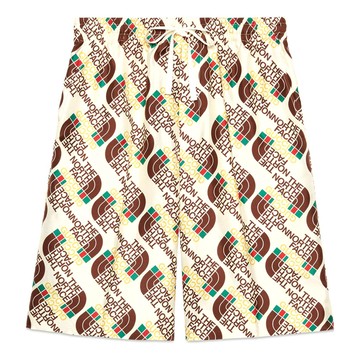 Gucci x The North Face Logo Web Print Silk Shorts 'Ivory Brown Green'