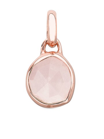 Monica Vinader - Siren mini bezel pendant charm - women - 18kt Rose Gold Vermeil/Pink Quartz - One Size
