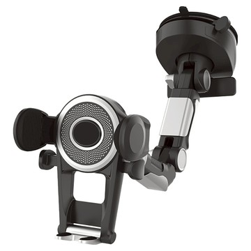 小麥購物 車用吸盤式手機支架  1個  黑銀色