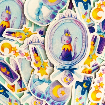 俏麗貓咪獨立式貼紙（附明信片）