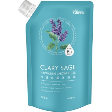 綠的GREEN 水感抗菌沐浴露-鼠尾草補充包1000ML