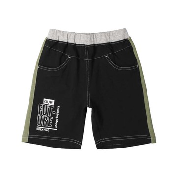 akachan honpo - 側邊線條褲-黑色