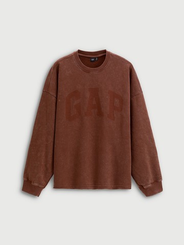 男裝 Logo印花圓領長袖上衣-棕色