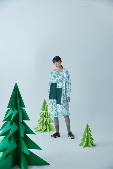 格子立領長襯衫  綠格子款