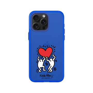 iPhone 15 Pro Max Clear 激光藍 - Keith Haring - 愛心