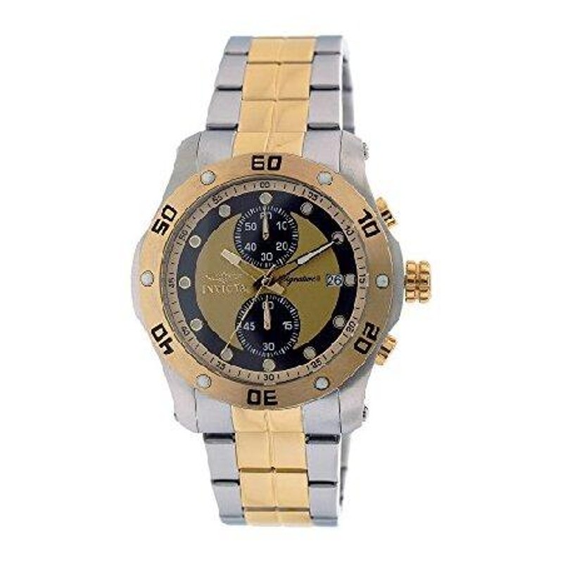 Invicta Signature IIクロノグラフゴールドダイヤルツートンカラーメンズ時計7384 | LINEショッピング