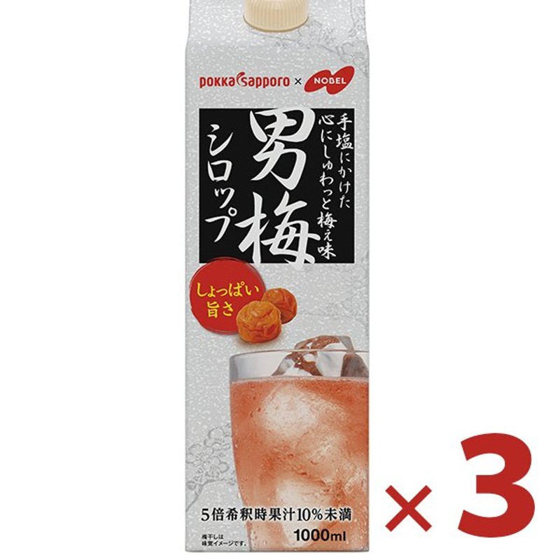 ポッカサッポロ 男梅シロップ 1000ml×3本セット 業務用 紙パック 5倍希釈 かき氷 カクテル 割り材 サワー 通販  LINEポイント最大0.5%GET | LINEショッピング