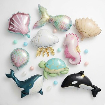 ♥海洋少女氣球全系列♥ 女寶寶生日氣球 少女系氣球 造型氣球 美人魚氣球 禮服氣球 魚貝殼氣球 城堡氣球 公主系列氣球