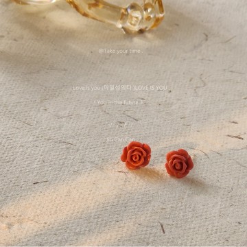 ▪NANA▪B15 日韓流行耳飾 S925銀針 氣質小巧胭脂桃粉色玫瑰花 耳針 耳環