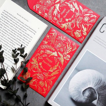 【手作禮物】花卉燙金紅包袋
