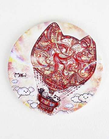 陶瓷 | 吸水杯墊 | 冷熱皆可 - 貓咪熱氣球