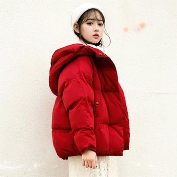 紅色小個子學生時尚短款羽絨服