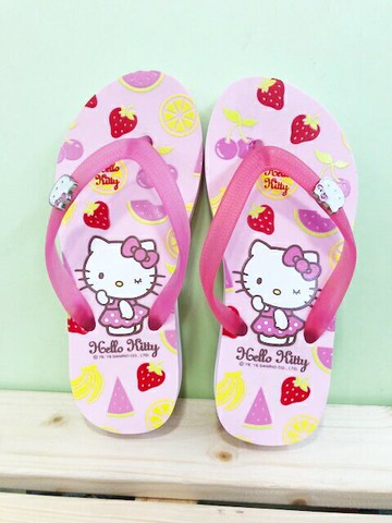 【震撼精品百貨】Hello Kitty 凱蒂貓 台灣製Hello kitty正版兒童拖鞋-水果粉色(17 23號)#16852 震撼日式精品百貨