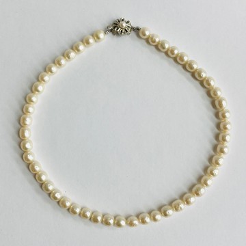 玻璃仿巴洛克珍珠項鍊／約8mm、約42cm／淺奶油色／R／日本製
