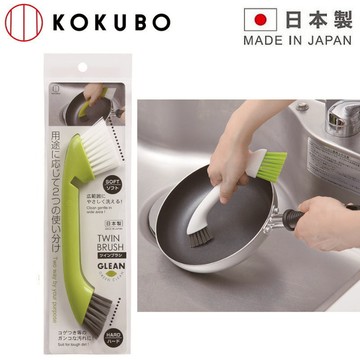 asdfkitty*日本製 小久保 綠柄雙頭洗鍋刷-正版商品