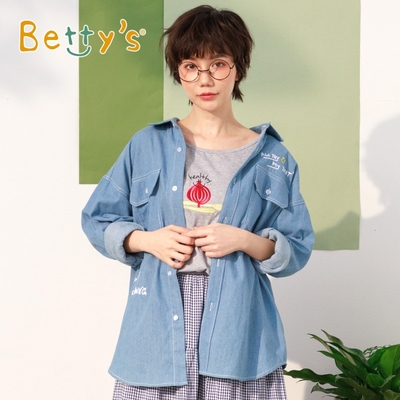 betty’s專櫃款　男友風字母刺繡牛仔襯衫(淺藍)