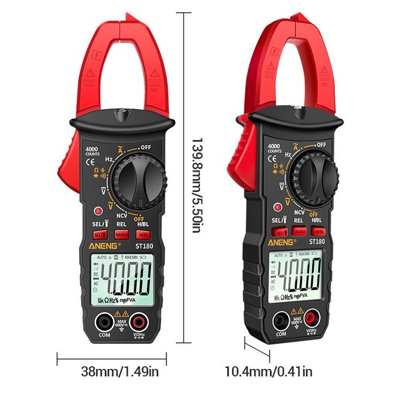 送料無料 Aneng ST180デジタル マルチメータ クランプ メーター 4000