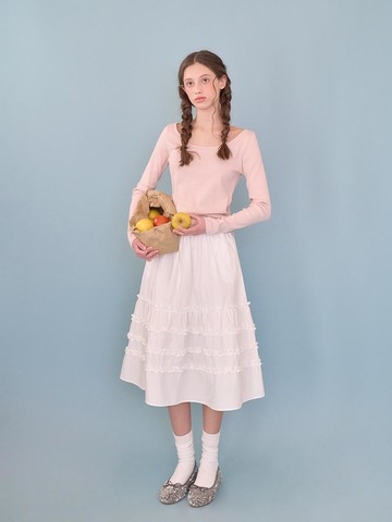 Frill Cancan Long Skirt [Ivory]