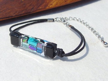 日式玻璃（是【靛藍】）手鍊/腳鍊【長度，金屬自由選擇】【定做】