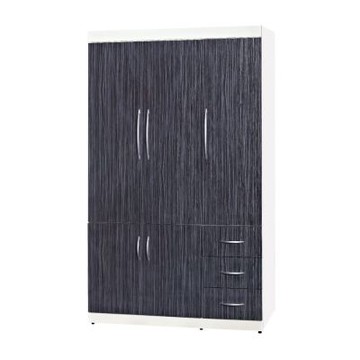 文創集-南亞塑鋼    羅曼  南亞塑鋼4尺五開門三抽衣櫃/收納櫃-121.2x60.4x200cm免組