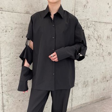 早秋襯衫男長袖小眾設計感可拆卸袖個性上衣2020流行時尚百搭襯衣