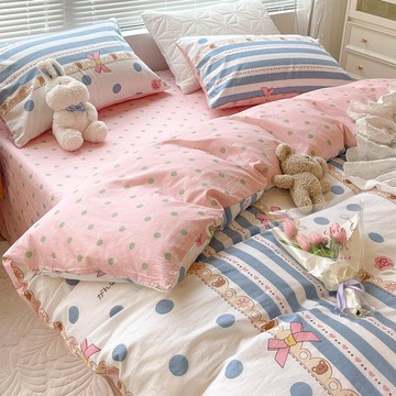 小清新INS四件套純棉100全棉學生宿舍三件套床上用品床單被套被罩