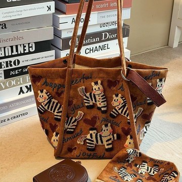 2026新款馬年吉祥帆布包大容量托特包單肩斜挎通勤必備大容量包包