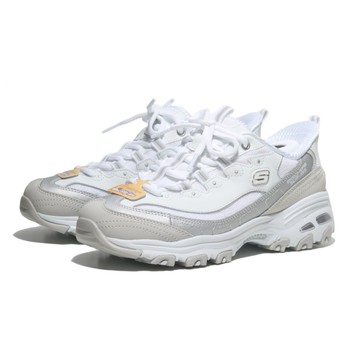 SKECHERS 休閒鞋 D'LITE 白銀 瞬穿 復古 老爹鞋 女 150537WSL