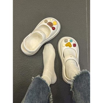 夏若沙麗外穿踩屎感厚底包頭拖鞋