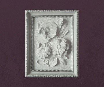 石膏牆藝術植物雕塑框架牆藝術浮雕 3d 藝術框架白色淺浮雕 花