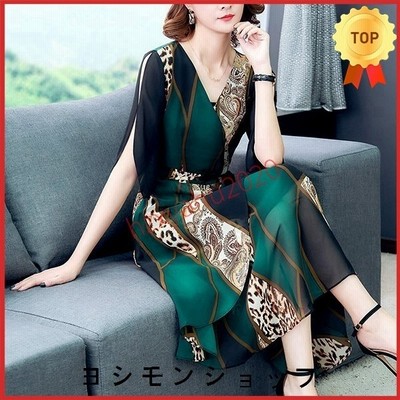 ワンピース レディース 代 夏 半袖 きれいめ 上品 マキシワンピース ロング丈 Vネック パーティードレス 着痩せ 通勤 通販 Lineポイント最大get Lineショッピング