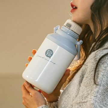 COTD 提把保溫壺 附杯帶  藍色  1個  1L