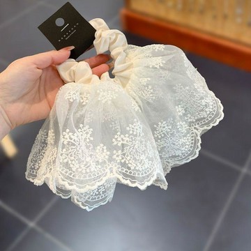 免運💦蕾絲少女韓國雙層裙襬髮圈高級氣質髮飾馬尾髮量頭繩甜美皮筋大腸髮圈 髮夾 緞帶 彈簧夾 髮圈 髮飾 皮筋髮飾 髮繩