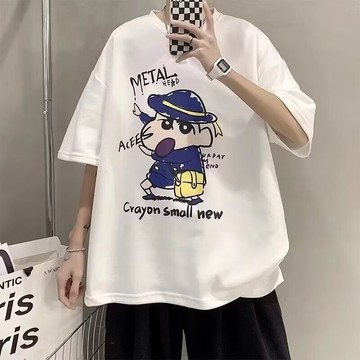 大尺碼【M-8xl】男士T恤 套頭衫加大碼短袖加大碼 T恤 卡通 動漫 時尚 印花黑白T恤 超大半袖青年/林