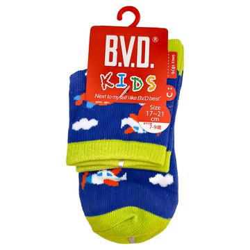 B.V.D. 飛上雲端 1/2兒童款襪子 腳底有BVD專屬透明止滑膠 孩童不易滑倒  17~21cm  深藍色