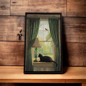 貓之國-晴窗【壁虎拼圖】免黏膠 不散落 自帶木框 拼完即可展示