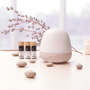 【頂級白陶瓷實木香氛燈】附3款純精油 手工白陶瓷 實木座 暖光