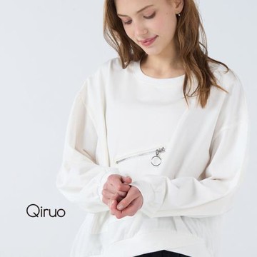 【Qiruo 奇若】秋冬專櫃長袖白色造型上衣 6220A 休閒上衣